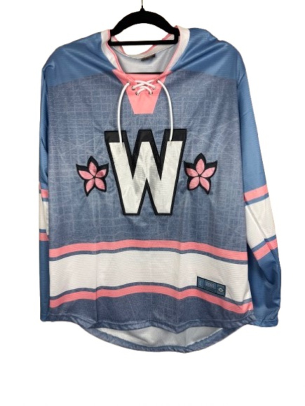 Washington Nationals, Hockey-style Jersey in Dusty Blue & Pink, cherry blossom